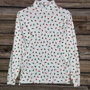 Vintage 1992 Nutcracker Christmas Light Bulb All Over Print Turtleneck M
